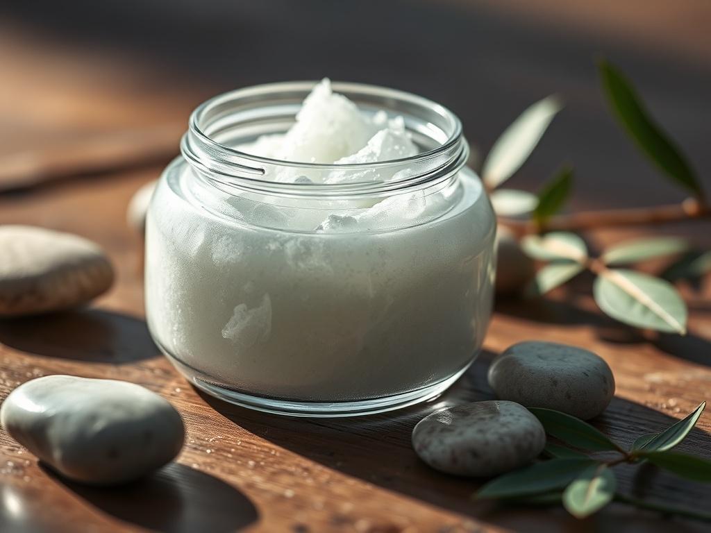 A high resolution image of a hydrating foot scrub jar
