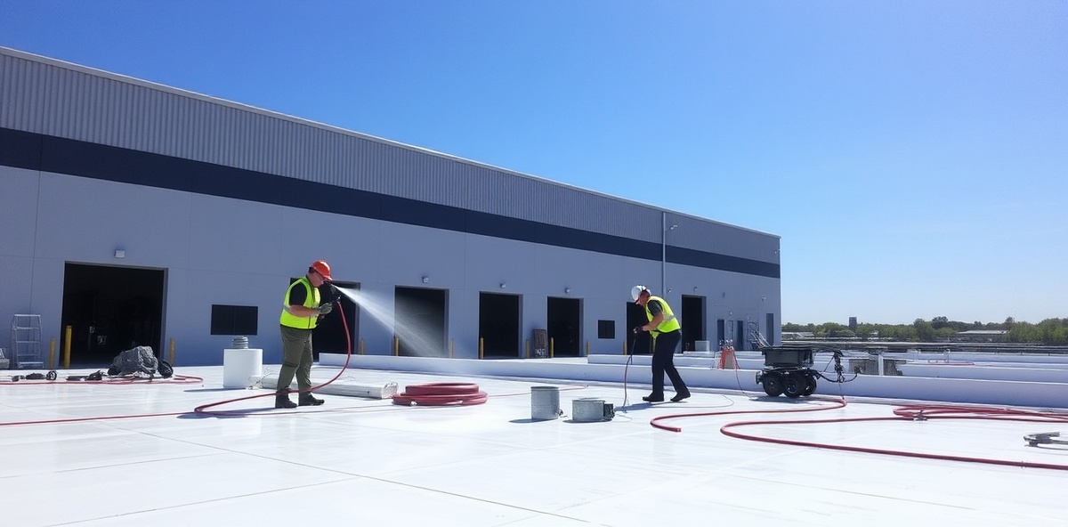 Commercial roof coating application