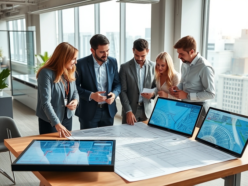 Professional team collaborating on infrastructure solutions
