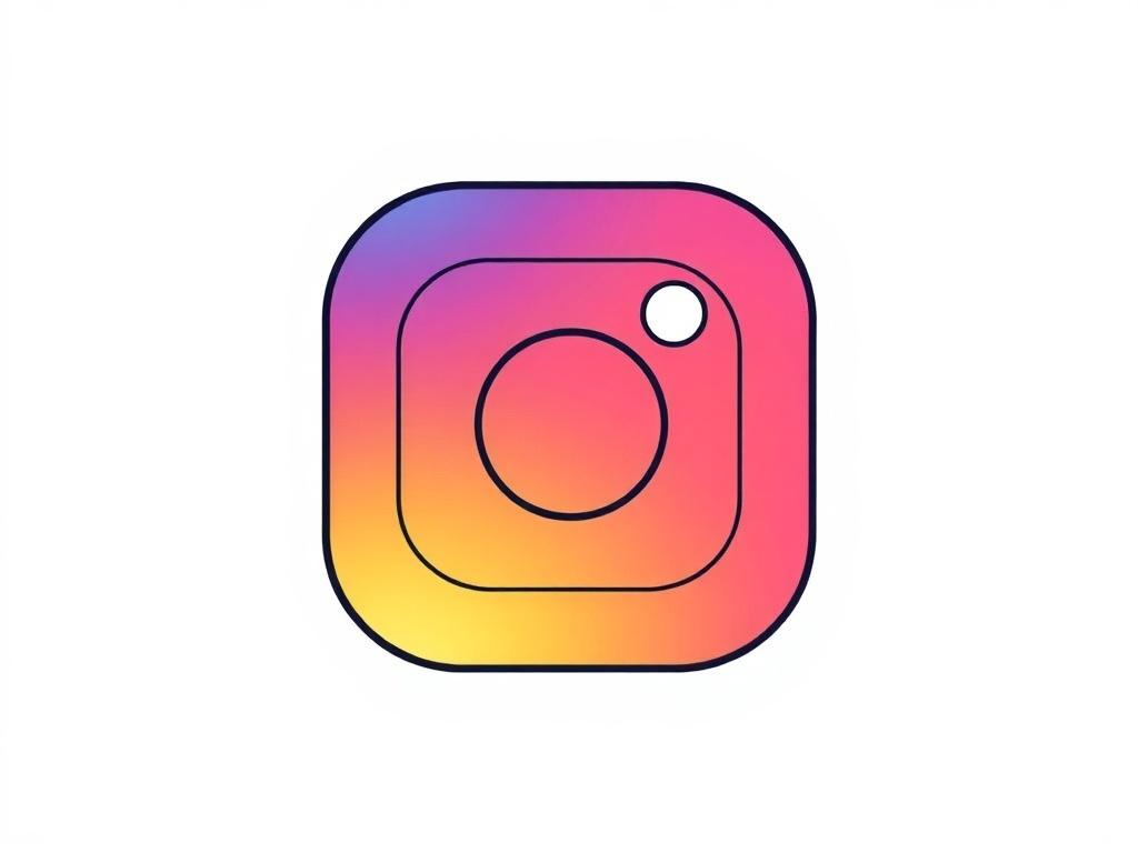 A clean and minimalistic illustration of an Instagram logo, rendered in soft pastel colors on a light background. The design should be simple and clear, focusing solely on the Instagram logo, with no text or additional graphics. The composition should emphasize the logo's iconic shape and features, making it easily recognizable.