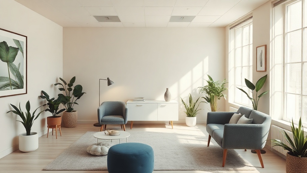 Professional therapist office with calm and welcoming atmosphere
