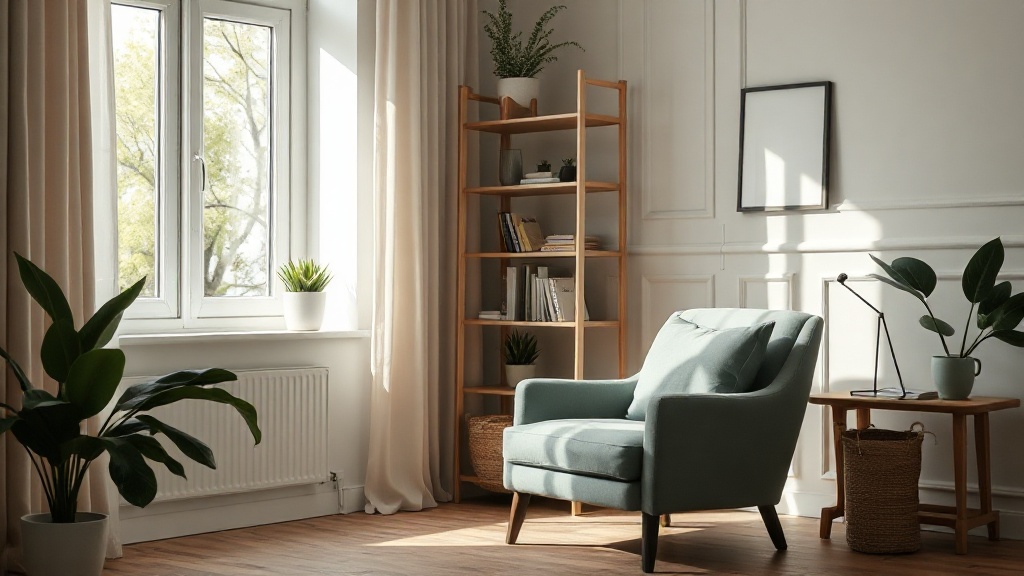 Serene therapy session setting with comfortable armchair and natural lighting