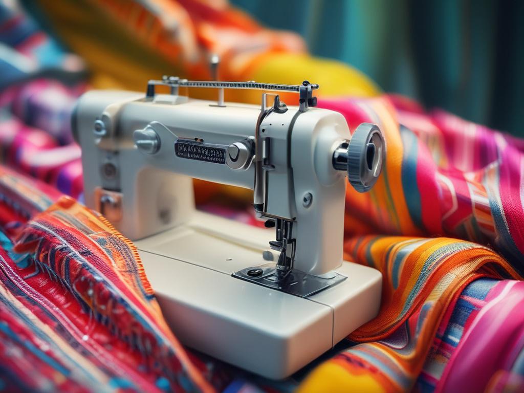 A close up of a sewing machine in use, with