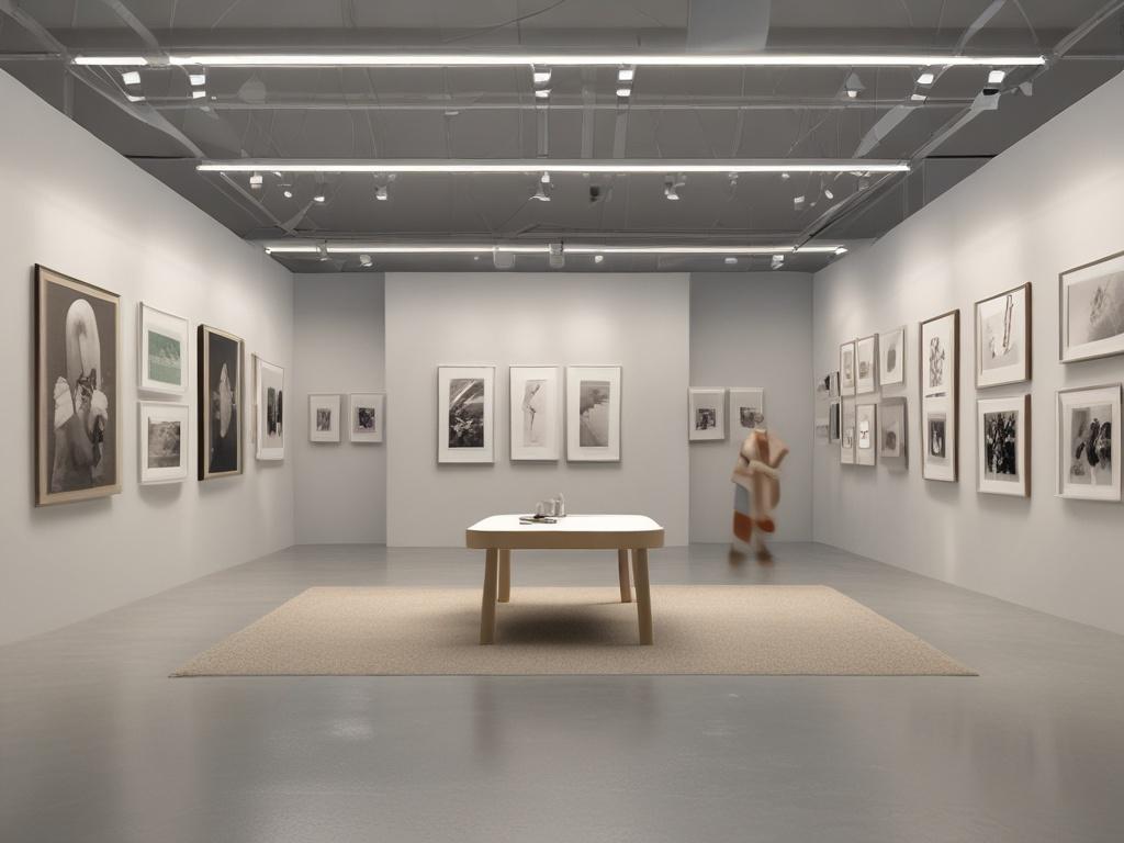 a realistic high resolution of a modern exhibition space, featuring