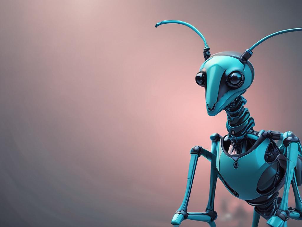 A futuristic ant with neon black and cyan accents, representing