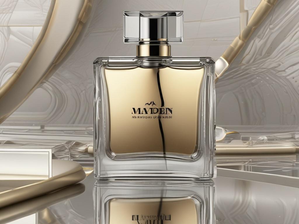 A high resolution image showcasing a luxurious perfume bottle of