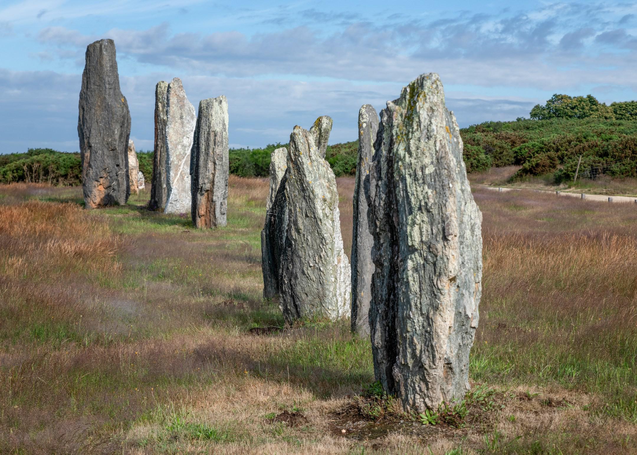 An alignment of menhirs close to the village of Saint-Just in Brittany. 