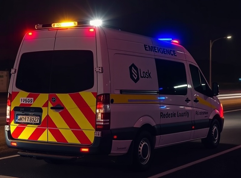 Mobile locksmith van at night
