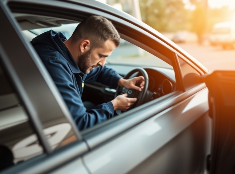 Locksmith helping with vehicle lockout