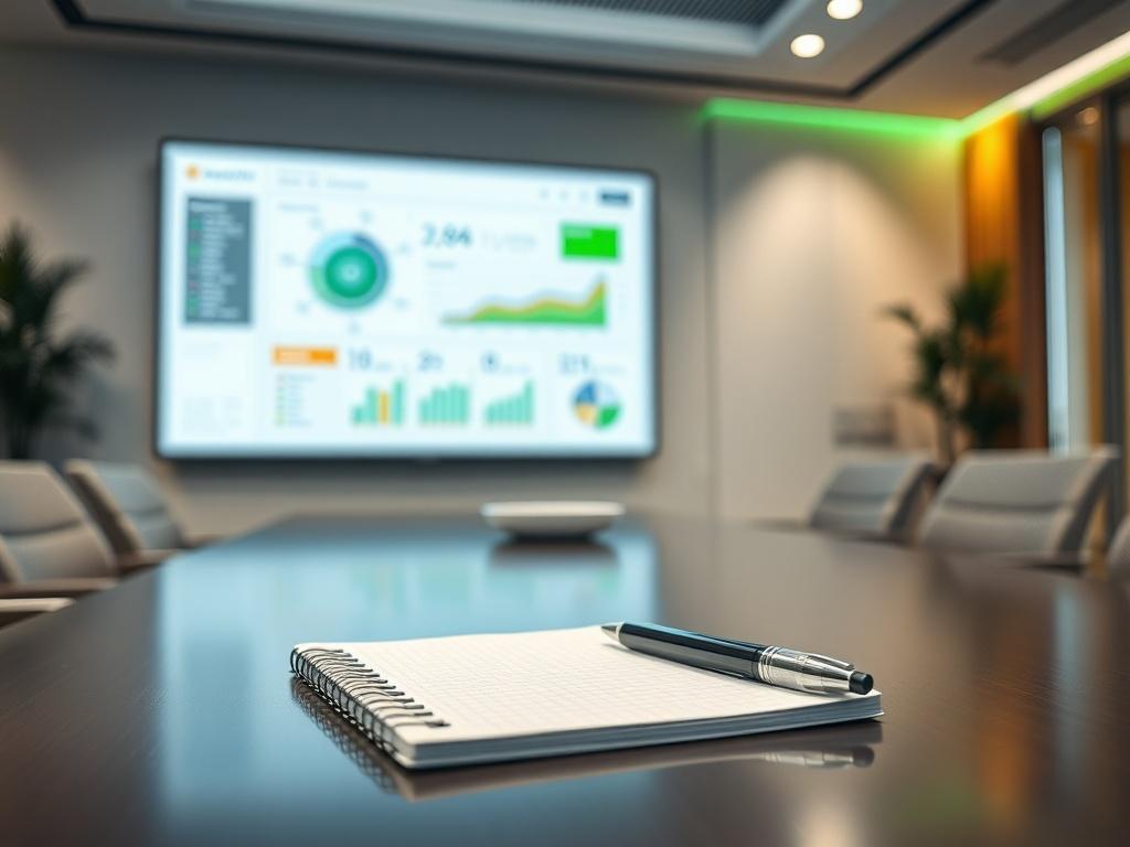 A hyper realistic close up of a conference room with