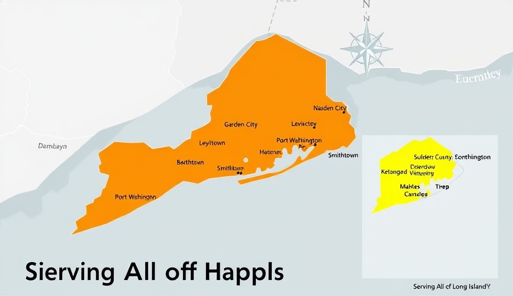 Long Island service area map showing Nassau County and Suffolk County coverage