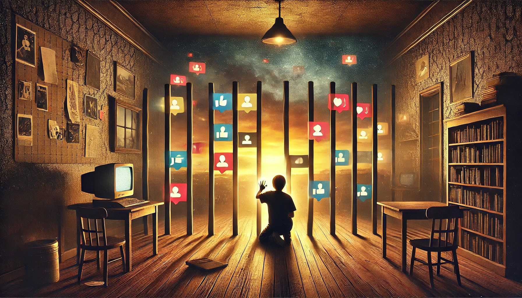 dall·e 2024-11-24 11.01.21 - a visually compelling landscape image capturing the tension of digital suppression and its impact on marginalized communities in a 1950s-inspired aest.webp