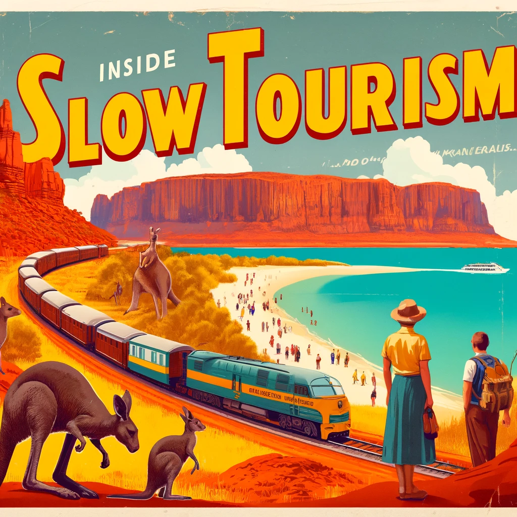 dall·e 2025-01-08 07.55.53 - a 1950s-style inside magazine illustration for a travel story titled 'slow tourism'. the scene showcases iconic australian slow tourism highlights_ th.webp