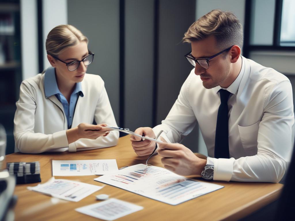 A close up shot of a risk management consultant discussing