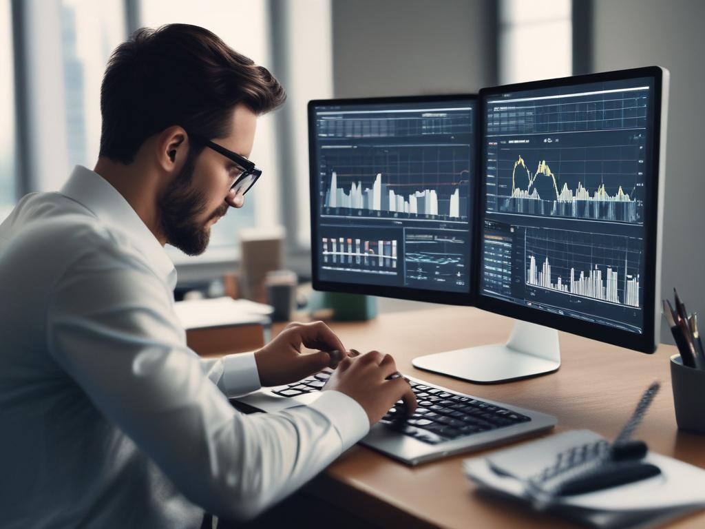 A close up shot of a financial analyst working on