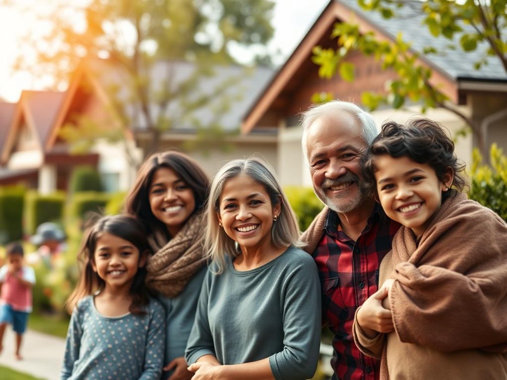 A close up shot of a diverse group of happy