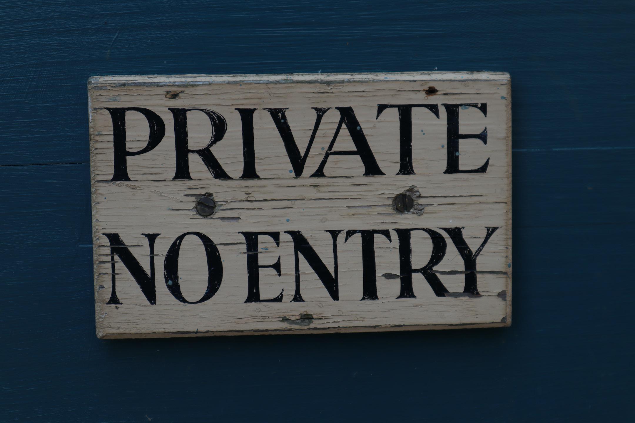 Private No Entry Wooden Sign