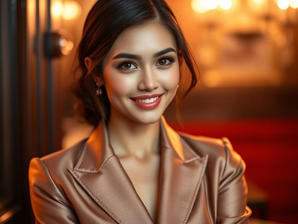 A high resolution close up shot of an elegant escort,