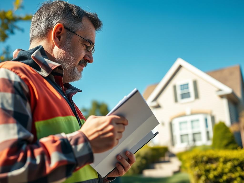 A realistic close up shot of a professional inspector examining