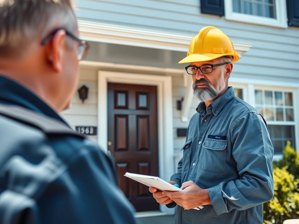 A close up shot of an inspector standing outside a