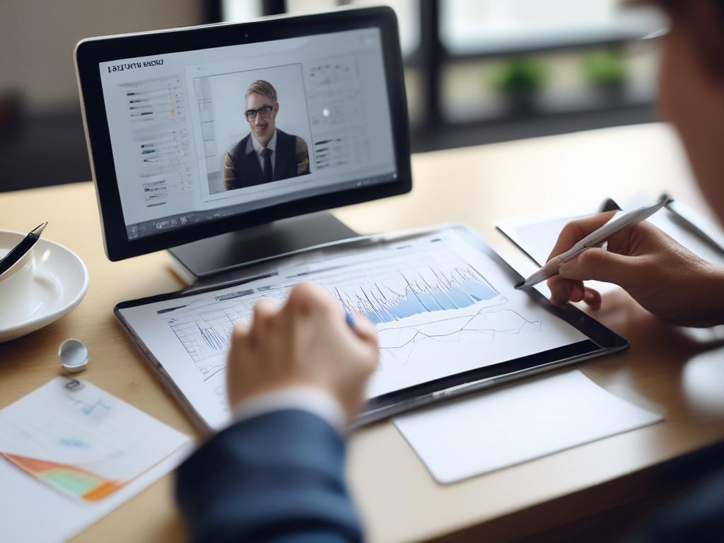 A focused business coach working with a client on a