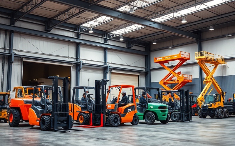 Heavy equipment yard with forklifts, TLBs, and skyjacks ready for service