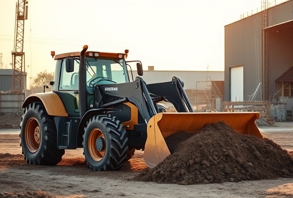 Professional heavy construction equipment at work site