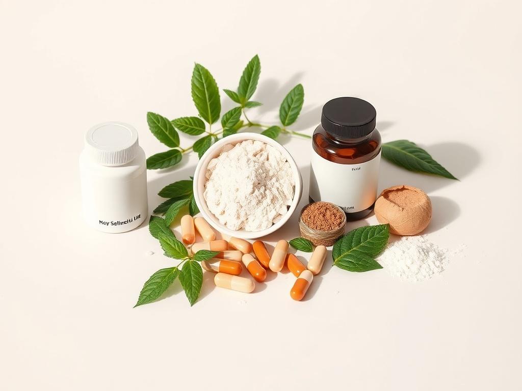 A high resolution image showcasing a selection of dietary supplements,