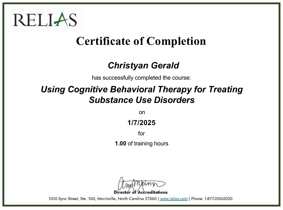Using Cognitive Behavioral Therapy for Treating Substance Use Disorders