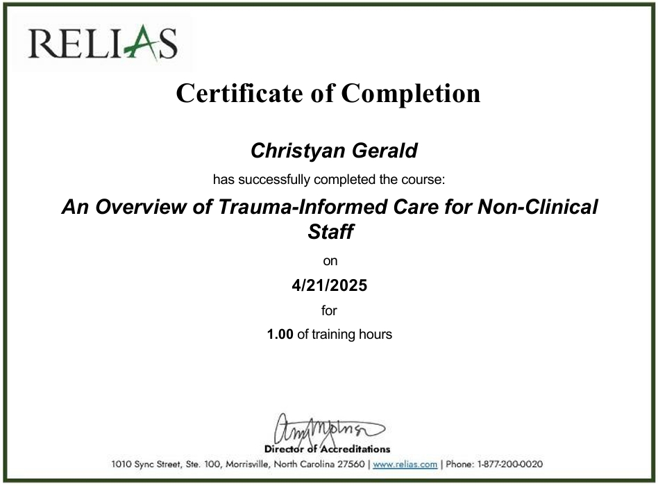 An Overview of Trauma-Informed Care for Non-Clinical Staff: 04/21/2025