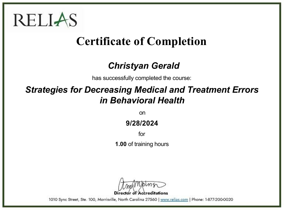 Strategies for Decreasing Medical and Treatment Errors in Behavioral Health