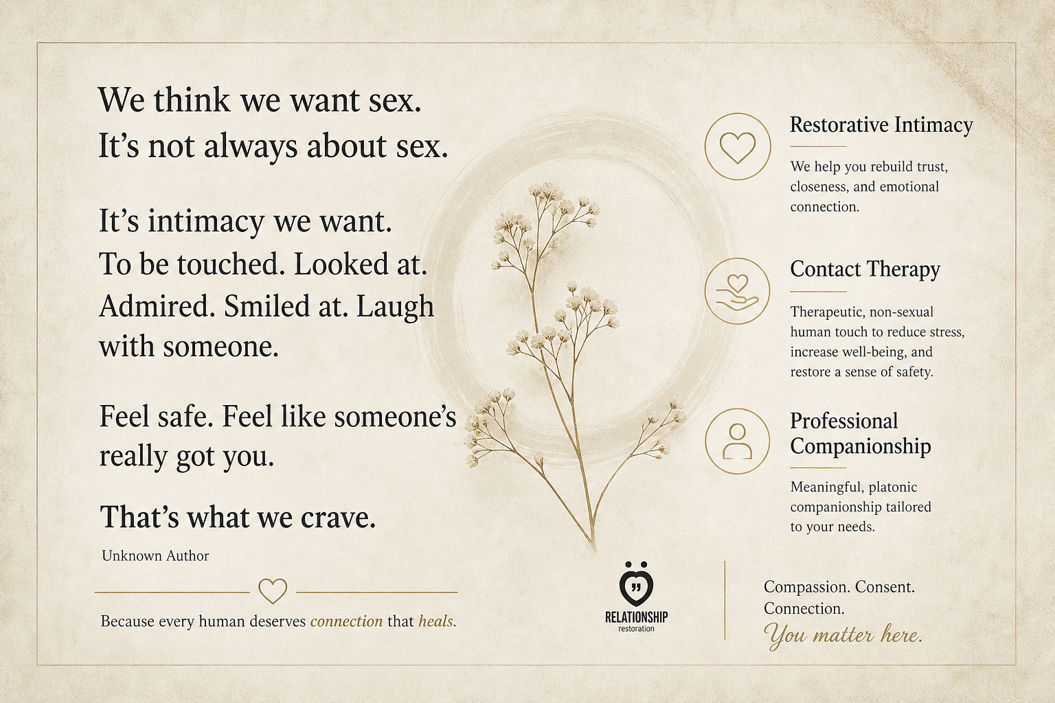Peaceful, welcoming environment for connection and healing