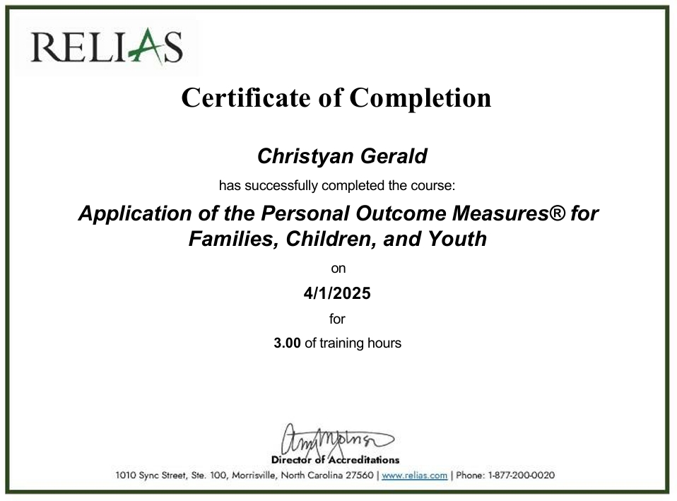 Application of the Personal Outcome Measures® for Families, Children, and Youth