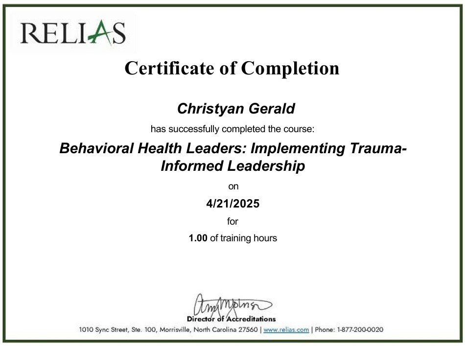 Behavioral Health Leaders: Implementing Trauma-Informed Leadership 04/21/2025