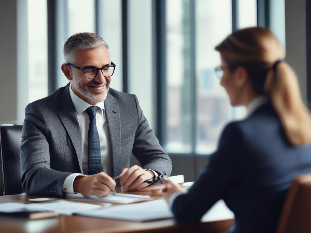A high resolution close up shot of a financial advisor
