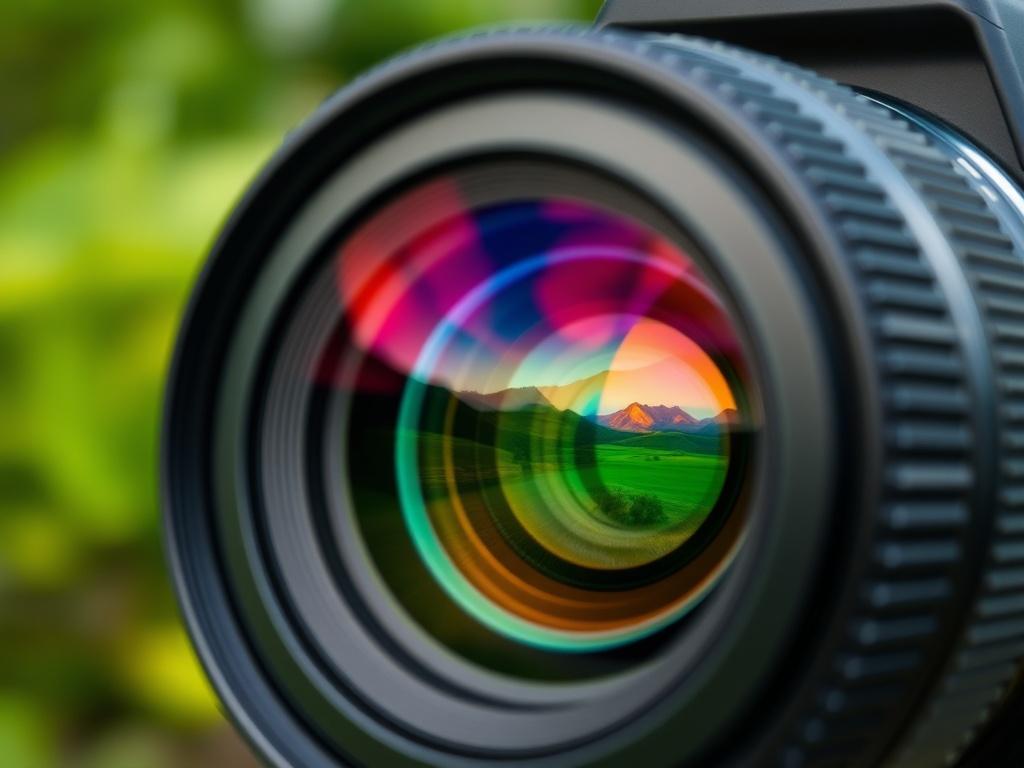 A hyper realistic close up shot of a professional camera