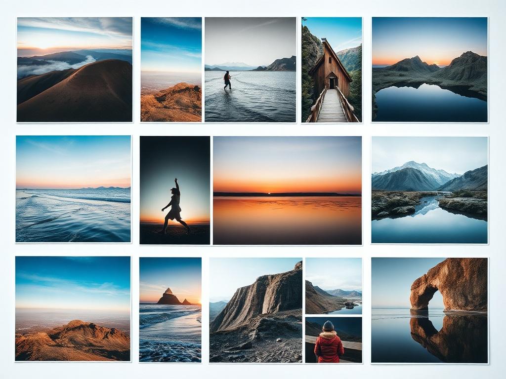 An aesthetically pleasing arrangement of curated images displayed on a