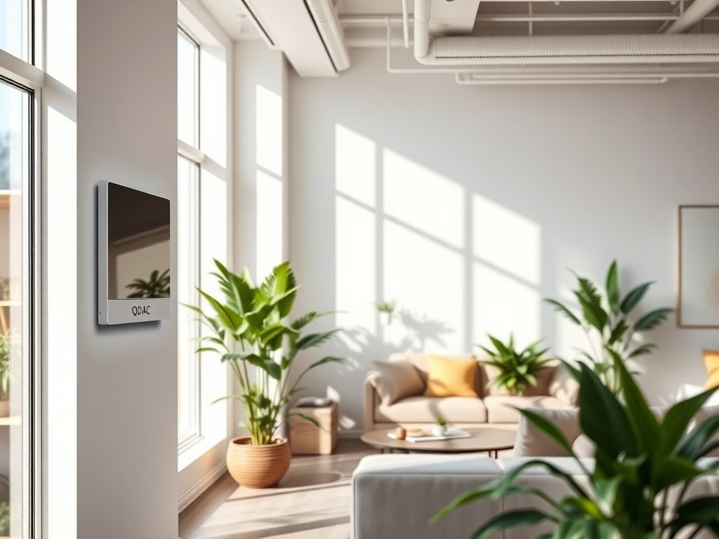 Healthy and comfortable indoor environment with Q-DAC small cell device on wall