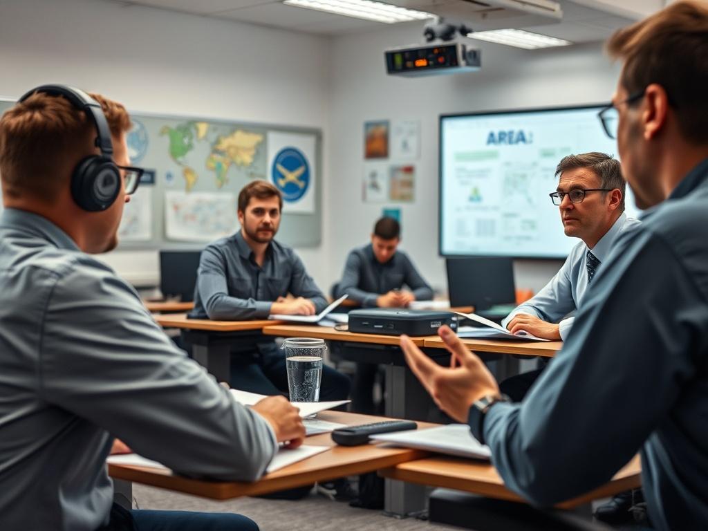 A realistic high resolution image of a classroom setting with