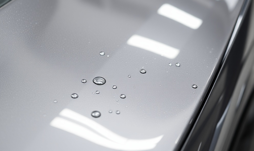 Professional detailing results - pristine car paint with water beading