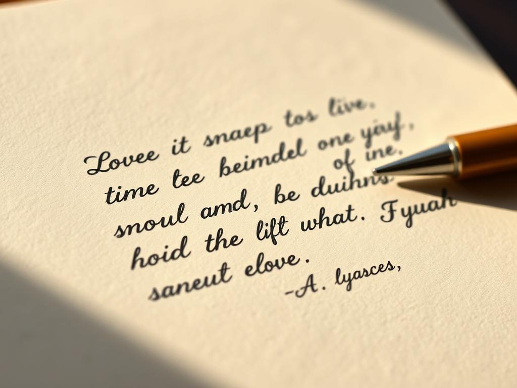 A hyper-realistic close-up of a handwritten quote by Ellen G. White on a textured paper background, softly illuminated by natural light. The focus should be on the elegant penmanship and the emotional resonance of the words, creating a thoughtful and inspiring ambiance.