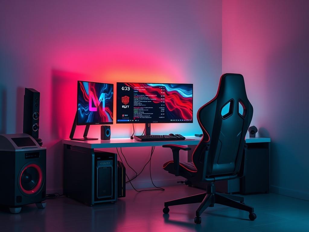 A high resolution image of a gaming setup featuring a