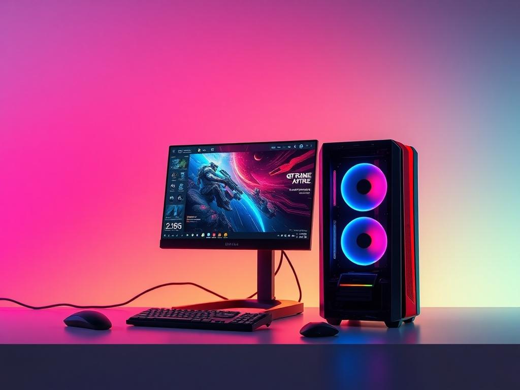 A high resolution of a modern gaming PC setup with