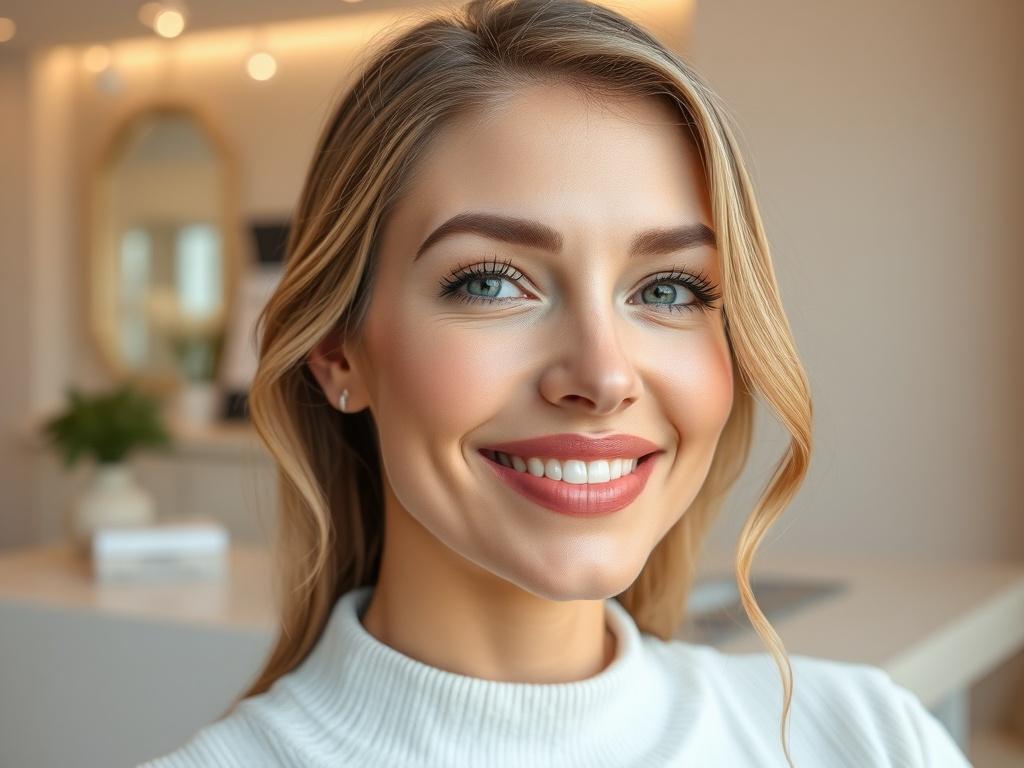 **AI Image Generation Prompt:**

Create a hyper-realistic, high-resolution close-up photograph that captures the essence of facial fillers as a vital beauty treatment in today’s world. The main subject of the image should be a woman in her 30s, displaying a radiant, youthful appearance complemented by subtly enhanced facial features, particularly focusing on her full cheeks and plump lips. 

The woman should have a natural and confident expression, conveying self-assurance and happiness with her enhanced lo