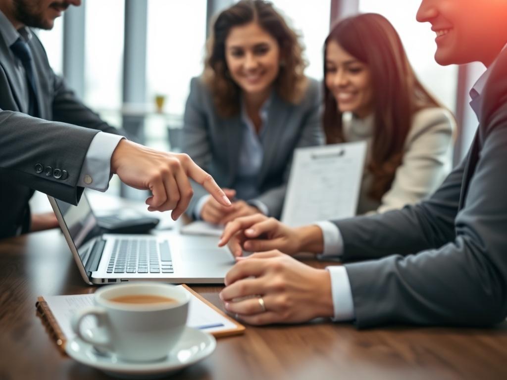 A close up shot of a business meeting, showcasing two