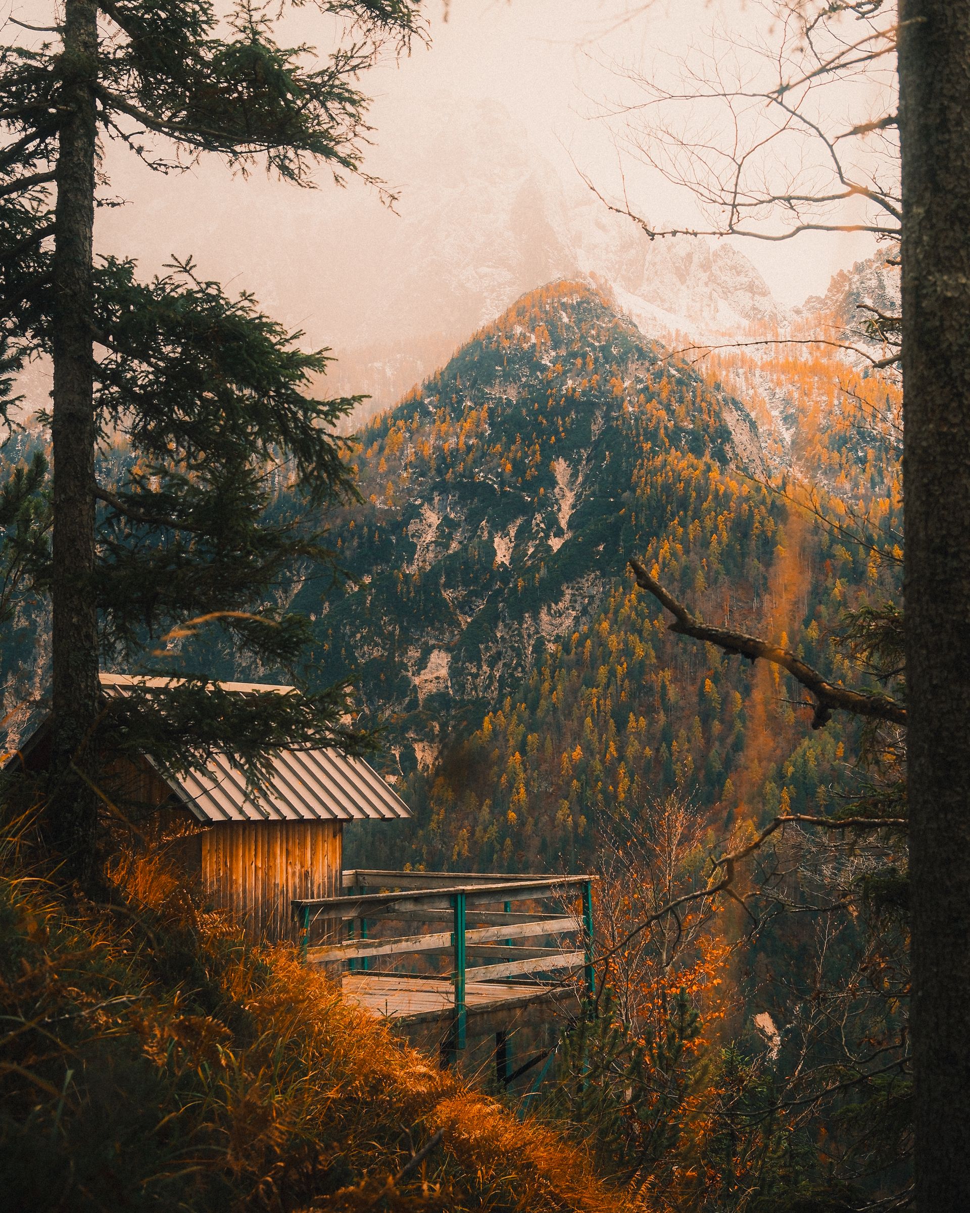 The Amberlight cabin at sunset