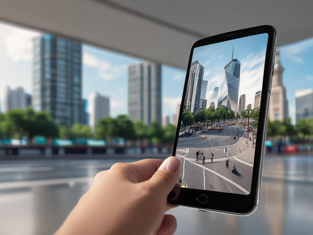 close up of a smartphone displaying live CCTV feed, hyper