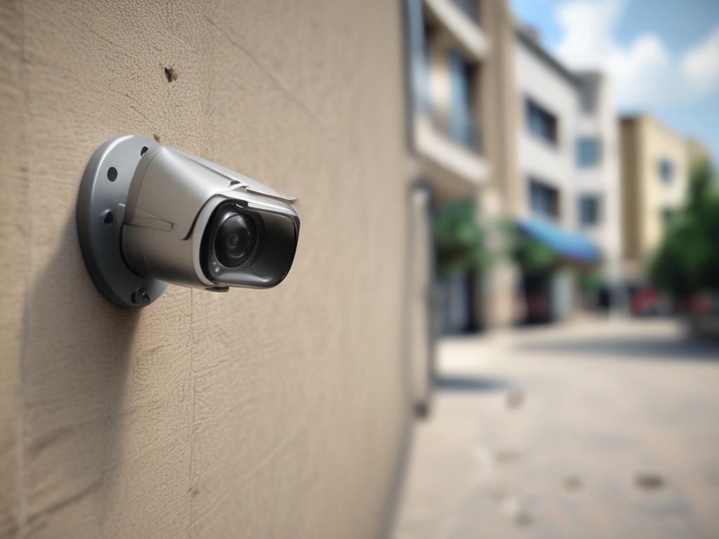 single high definition CCTV camera mounted on a residential wall,