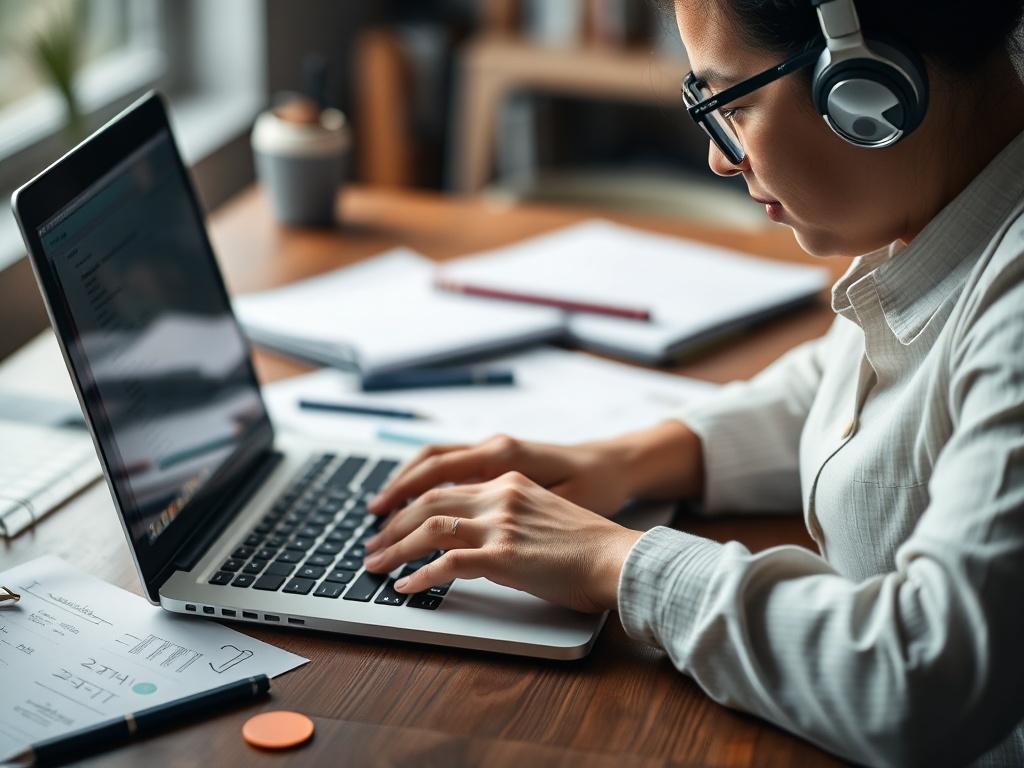 A high resolution close up shot of a professional writer