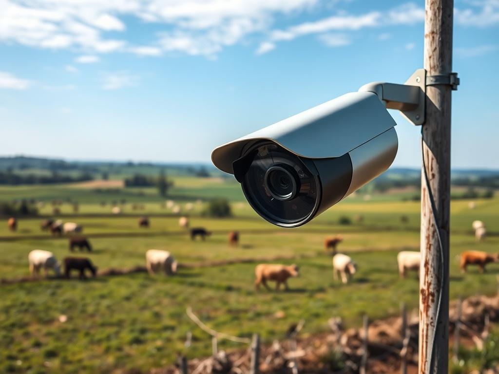 A high resolution surveillance camera mounted on a pole overlooking